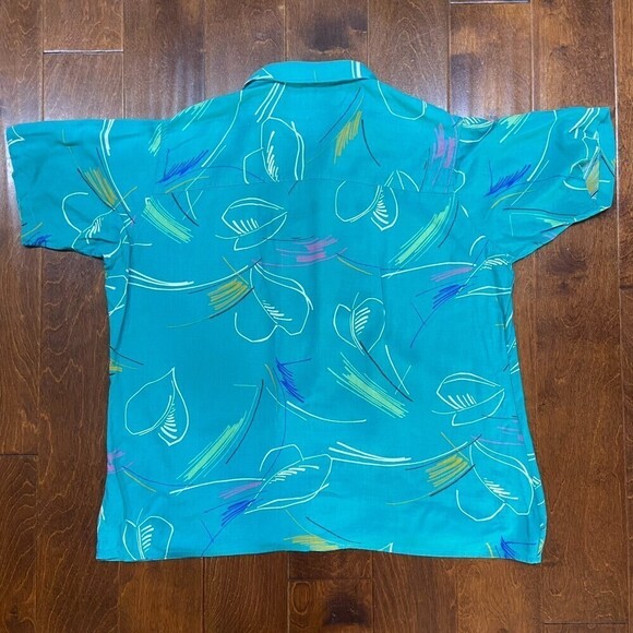 Moss Creek Trader Vintage 80s Abstract Teal Button Down Shirt Men's Size XL - Picture 4 of 7